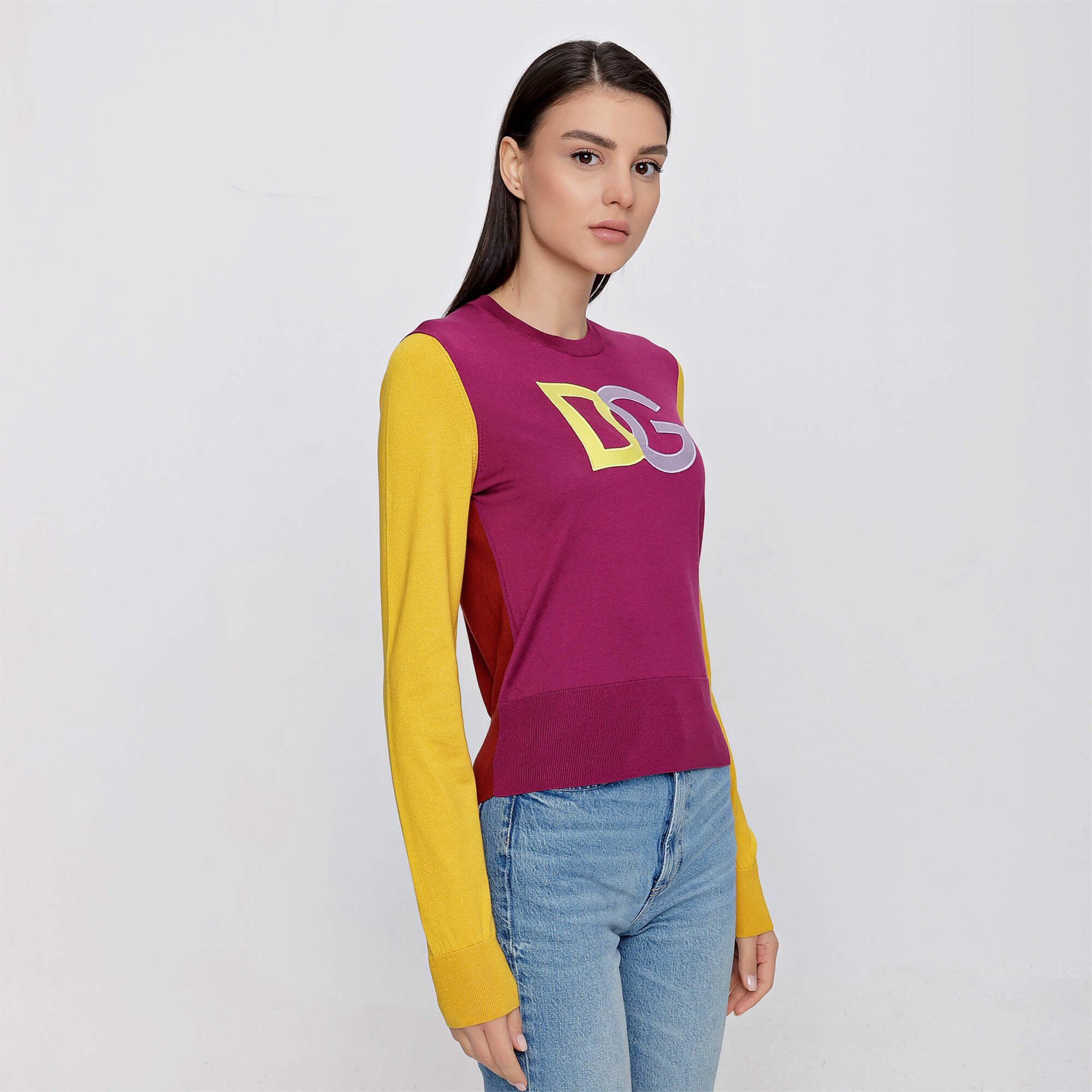 Dolce&Gabbana - Purple&Yellow DG Logo Sweater